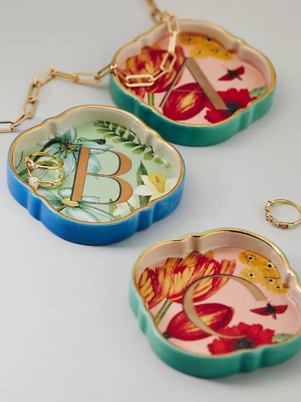 Anthropologie Lyla Floral Monogram "H" Trinket Dish (NEW)